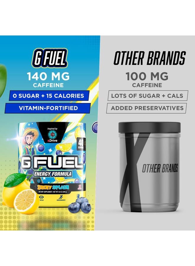 G Fuel aDrive Energy Drink Powder, Pre Workout Caffeine Mix for Gaming, Sugar Free Focus Amino, Vitamin + Antioxidants, 9.9oz (Blueberry & Lemonade, 40 Servings) - Image 5